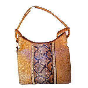 Brahmin NWOT Snake Skin Embossed Triple Compartment Shoulder Bag Free Shipping